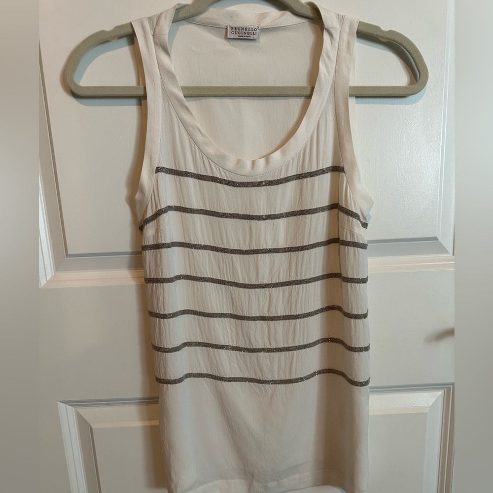 Brunello Cucinelli silk top with monili